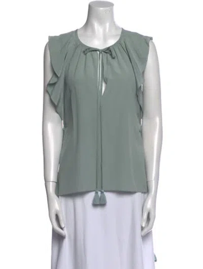 Pre-owned Chloé Silk Crew Neck Blouse In Blue