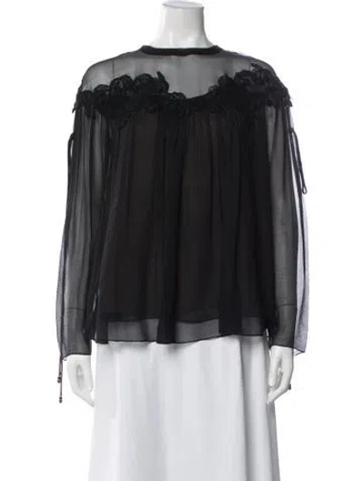 Pre-owned Chloé Silk Crew Neck Blouse In Blue
