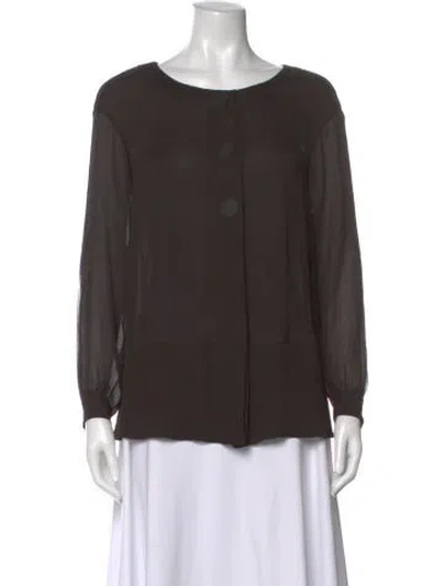 Pre-owned Chloé Silk Crew Neck Blouse In Brown