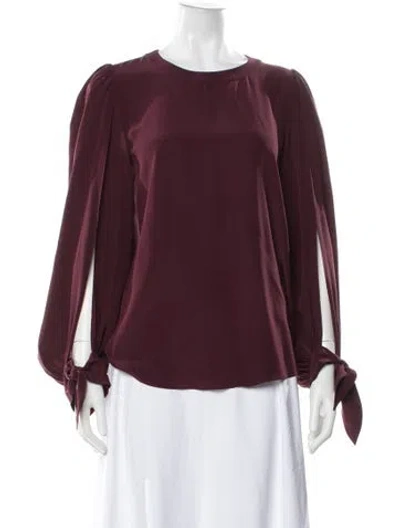 Pre-owned Chloé Silk Crew Neck Blouse In Burgundy