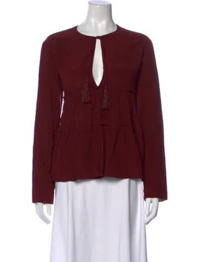 Pre-owned Chloé Silk Crew Neck Blouse In Burgundy