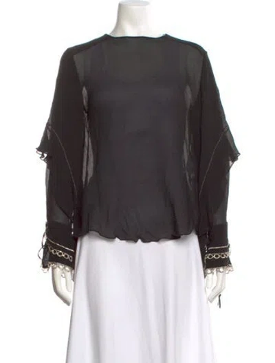 Pre-owned Chloé Silk Crew Neck Blouse In Gray