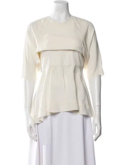 Pre-owned Chloé Silk Crew Neck Blouse In Neutral