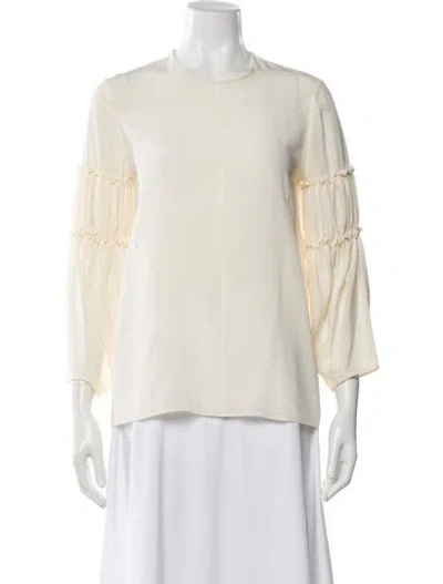 Pre-owned Chloé Silk Crew Neck Blouse In Neutral