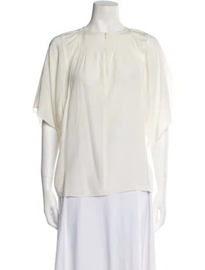 Pre-owned Chloé Silk Crew Neck Blouse In Neutral