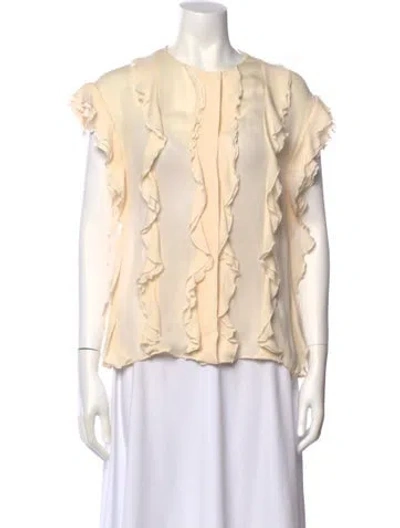Pre-owned Chloé Silk Crew Neck Blouse In Neutral
