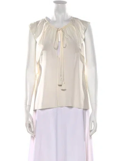 Pre-owned Chloé Silk Crew Neck Blouse In Neutral