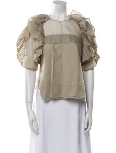 Pre-owned Chloé Silk Crew Neck Blouse In Neutral