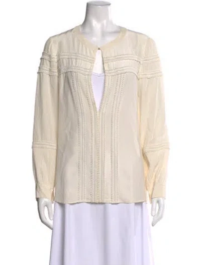 Pre-owned Chloé Silk Crew Neck Blouse In Neutral