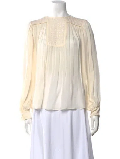 Pre-owned Chloé Silk Crew Neck Blouse In Neutral