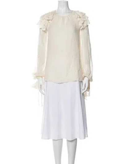 Pre-owned Chloé Silk Crew Neck Blouse In Neutrals