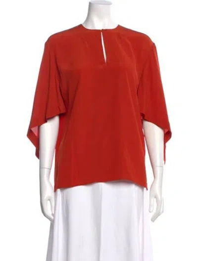 Pre-owned Chloé Silk Crew Neck Blouse In Orange