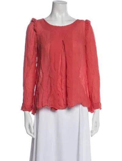 Pre-owned Chloé Silk Crew Neck Blouse In Red