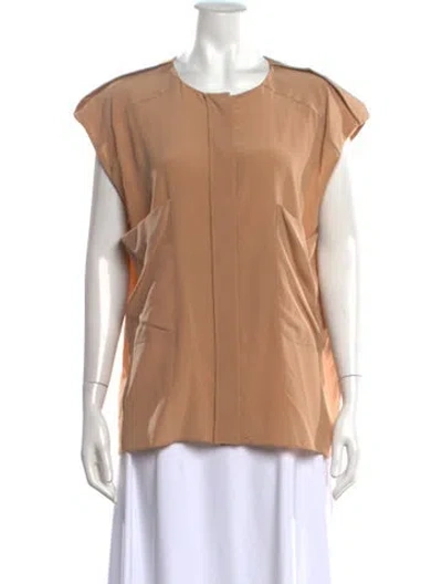 Pre-owned Chloé Silk Crew Neck Blouse W/ Tags In Neutral