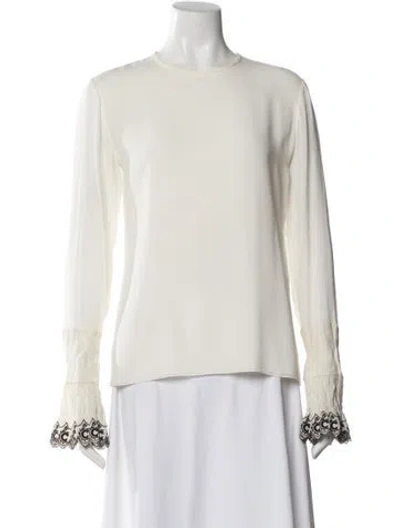Pre-owned Chloé Silk Crew Neck Blouse In White