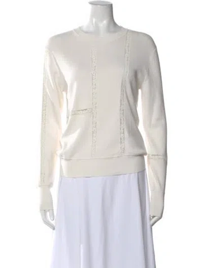 Pre-owned Chloé Silk Crew Neck Sweater In White