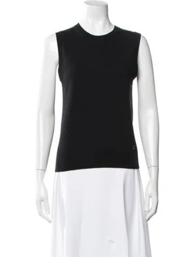 Pre-owned Chloé Silk Crew Neck Top In Black