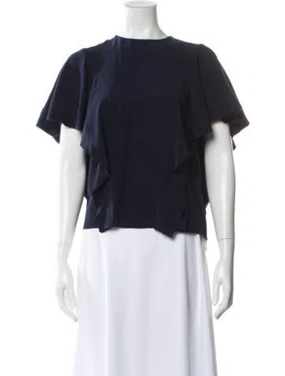 Pre-owned Chloé Silk Crew Neck Top In Blue