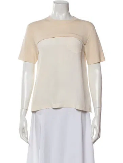 Pre-owned Chloé Silk Crew Neck Top In Neutral