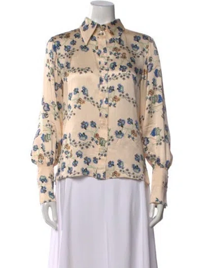 Pre-owned Chloé Silk Crew Neck Top In Neutral