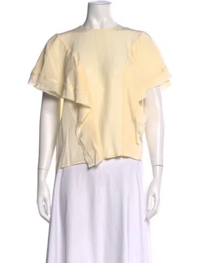Pre-owned Chloé Silk Crew Neck Top In Neutral