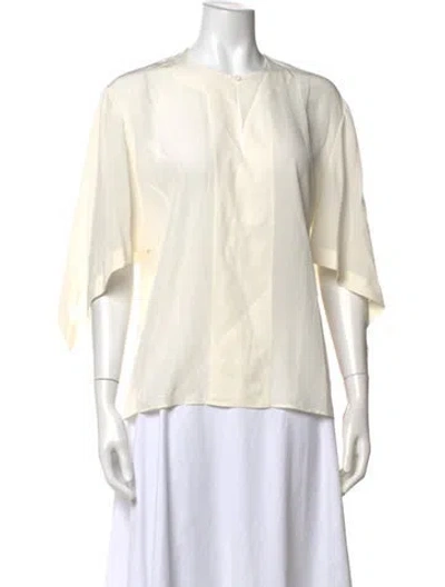 Pre-owned Chloé Silk Crew Neck Top In Neutral