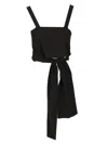Chloé Square Neckline Sleeveless Cropped Length Tie Detail In Black