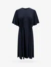 Chloé Draped Silk Dress With Crew-neck And Ruched Detailing In Blue