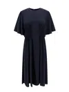 Chloé Draped Silk Dress With Crew-neck And Ruched Detailing In Blue