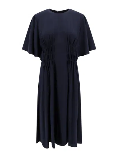 CHLOÉ SILK DRESS WITH FRONTAL DRAPERY
