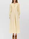 Chloé Silk Dress With Ruched Design And V-neck In Neutral