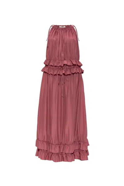 Chloé Silk Dress With Ruffles In Pink