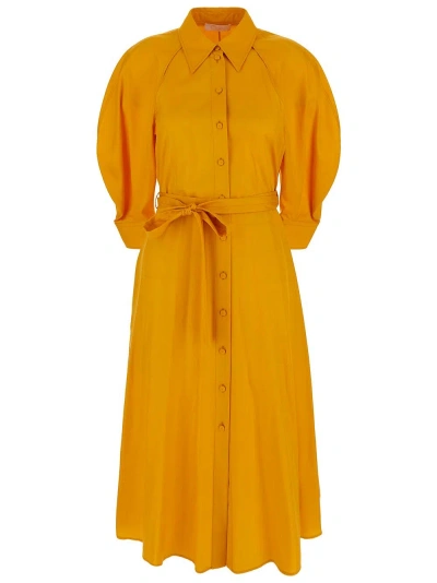 Chloé Silk Dress In Yellow