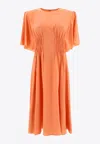 Chloé Silk Dress With Frontal Drapery In Orange