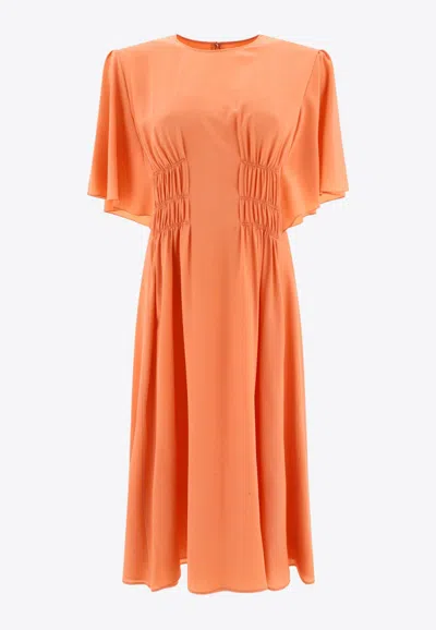 Chloé Silk Flared Dress In Orange