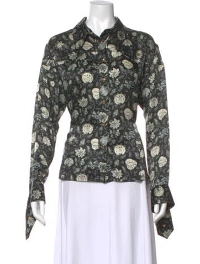 Pre-owned Chloé Silk Floral Print Blouse In Black