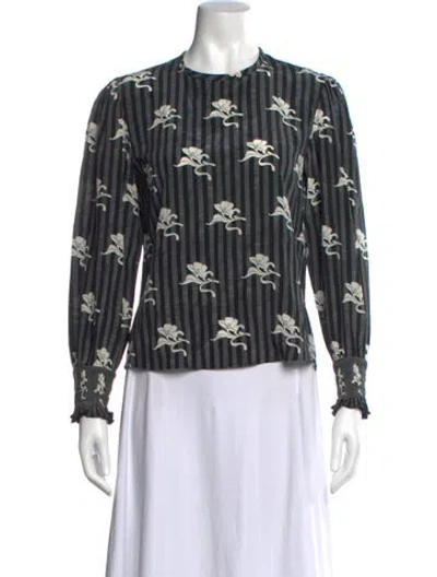 Pre-owned Chloé Silk Floral Print Blouse In Black