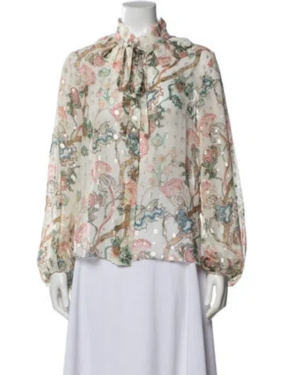 Pre-owned Chloé Silk Floral Print Blouse In Multi