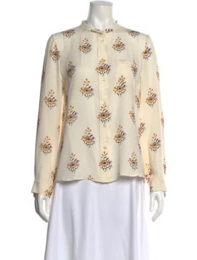 Pre-owned Chloé Silk Floral Print Blouse In Neutral