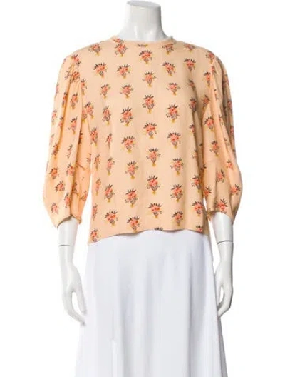 Pre-owned Chloé Silk Floral Print Blouse In Neutral