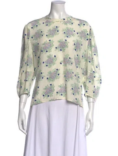 Pre-owned Chloé Silk Floral Print Blouse In Neutral