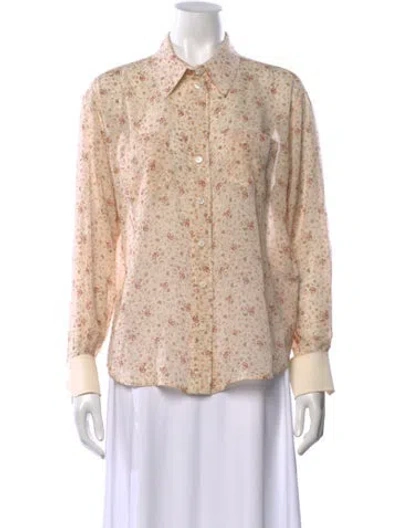 Pre-owned Chloé Silk Floral Print Blouse In Neutral