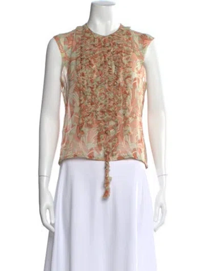 Pre-owned Chloé Silk Floral Print Blouse In Orange
