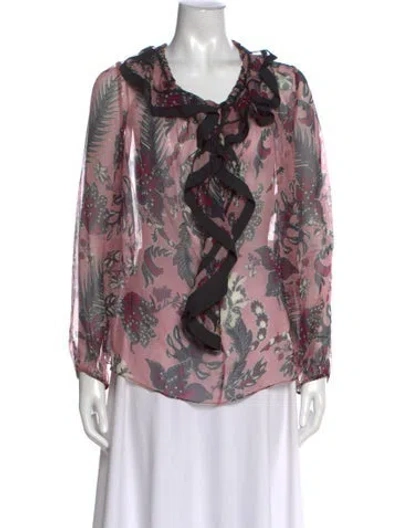 Pre-owned Chloé Silk Floral Print Blouse In Pink