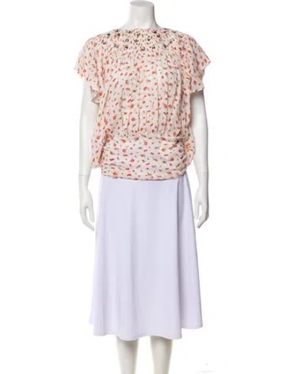 Pre-owned Chloé Silk Floral Print Blouse W/ Tags In Multi