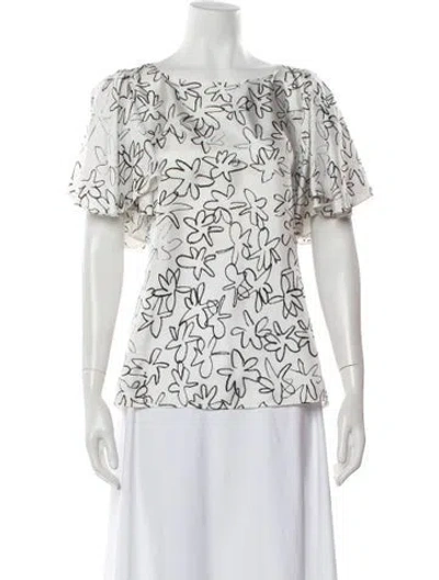 Pre-owned Chloé Silk Floral Print Blouse In White
