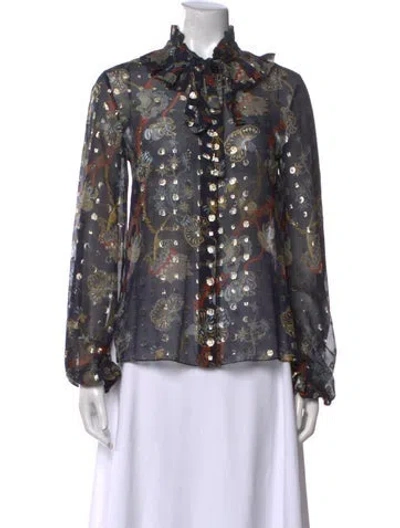 Pre-owned Chloé Silk Floral Print Button-up Top