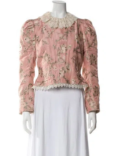 Pre-owned Chloé Silk Floral Print Evening Jacket In Pink