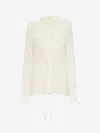 Chloé Lace-trimmed Ruffled Silk Blouse In White