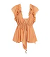 Chloé Beige Top With Gatherings And V Neck In Silk Georgette Woman In Pink